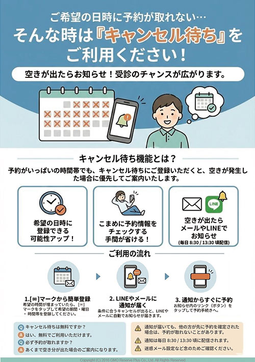 キャンセル待ちについて